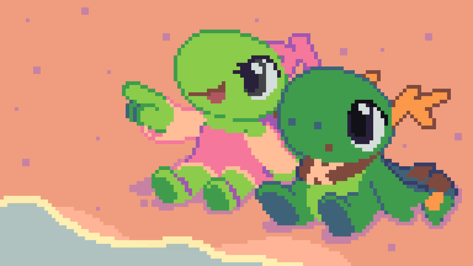 Konqi and Katie at the beach